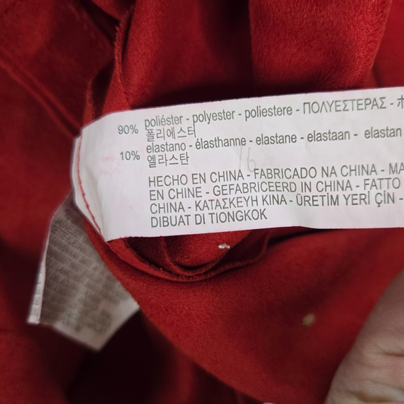 Zara Red Faux Suede Deep V Neck Long Sleeve Wrap Style Romper Size Small - Picture 7 of 8